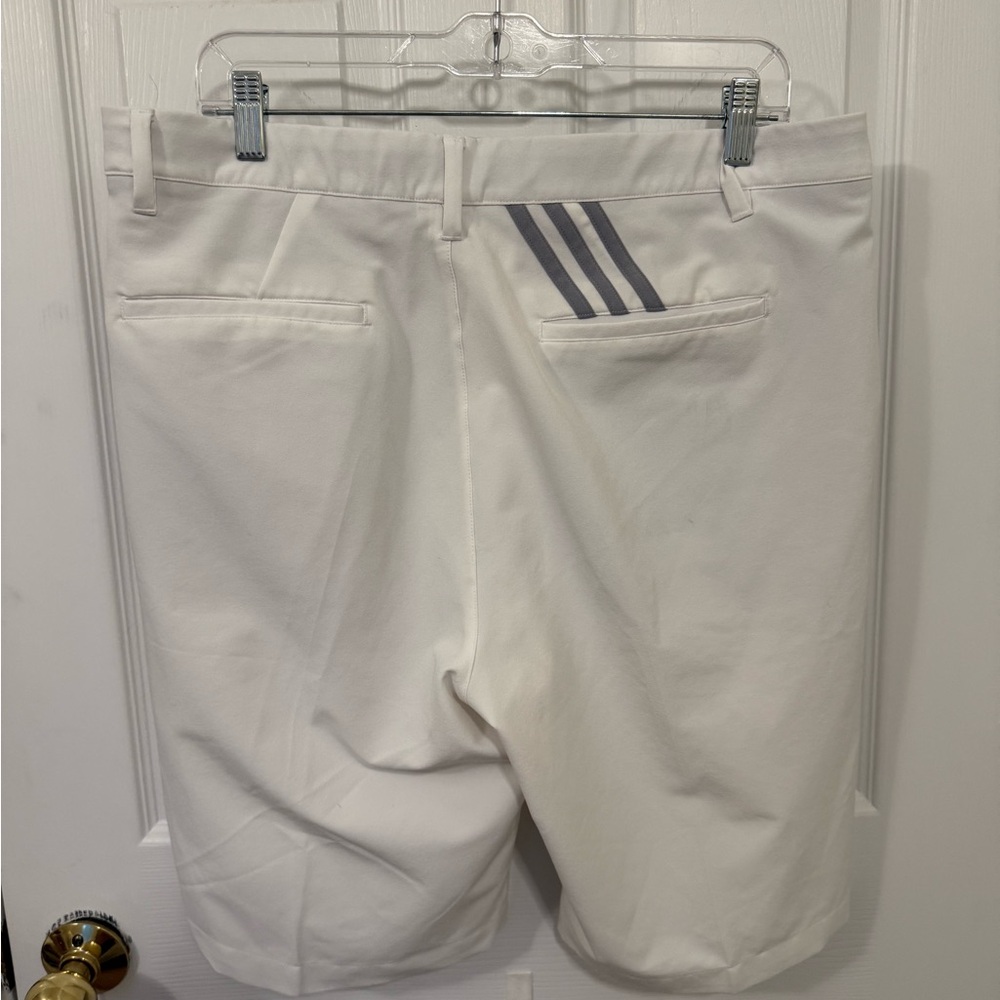 Adidas Men's White Shorts with Gray Stripes White, Gray Athletic Size 34
